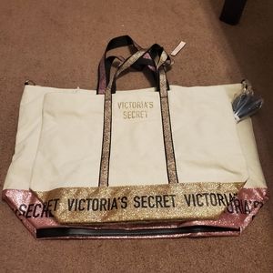 Victoria Secret Canvas Glitter Shoulder Bag Totes